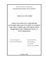 Nâng cao năng lực cạnh tranh xuất khẩu dệt may của công ty cổ phần may việt Ý thông qua Ứng dụng công nghệ trong quy trình sản xuất và xnk