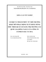 Cơ hội và thách thức từ môi trường kdqt Đến hoạt Động xuất khẩu hàng móc treo quần Áo sang thị trường các quốc gia Đông nam Á của công ty cổ phần Đầu tư dna