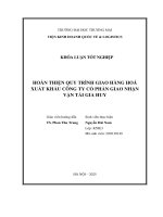 Hoàn thiện quy trình giao nhận hàng hóa xuất khẩu tại công ty cổ phần giao nhận vận tải gia huy