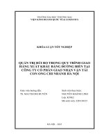 Quản trị rủi ro trong quy trình giao hàng xuất khẩu bằng Đường biển tại công ty cổ phần giao nhận vận tải con ong chi nhánh hà nội