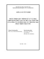 Hoàn thiện quy trình xử lý và chia chọn hàng hóa tại các bưu cục Ở hà nội của công ty cổ phần Đầu tư thương mại phát triển nhất tín