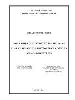 Hoàn thiện quy trình thủ tục hải quan xuất khẩu hàng hóa sang thị trường hàn quốc tại công ty tnhh asia cargo express