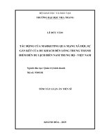 Tóm tắt tác Động của marketing qua mạng xã hội, sự gắn kết của du khách Đến lòng trung thành Điểm Đến du lịch biển nam trung bộ   việt nam