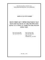 Hoàn thiện quy trình nhập khẩu mặt hàng Đồ gia dụng từ thị trường hàn quốc của công ty tnhh tm xnk nguồn sống việt