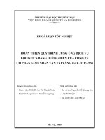 Hoàn thiện quy trình cung Ứng dịch vụ logistics bằng Đường biển của công ty cổ phần giao nhận vận tải vàng (goldtrans)