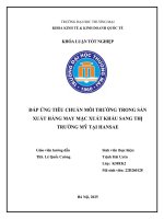 Đáp Ứng tiêu chuẩn môi trường trong sản xuất hàng may mặc xuất khẩu sang thị trường mỹ tại hansae