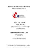 IUH - BÁO  CÁO CUỐI KÌ HỌC SÂU - ĐỀ TÀI: NHẬN DẠNG ẢNH ĐỘNG VẬT (Animal Recognition)