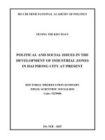 Tóm tắt luận Án (tiếng anh) vấn Đề chính trị   xã hội trong phát triển các khu công nghiệp Ở thành phố hải phòng hiện nay