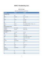 HSK 2 vocabulary list