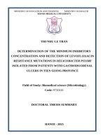 Tóm tắt tiếng anh xác Định nồng Độ Ức chế tối thiểu và phát hiện Đột biến kháng levofloxacin của helicobacter pylori trên bệnh nhân viêm loét dạ dày tá tràng tại tiền giang
