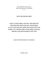 Quản lý hoạt Động giáo dục trẻ mầm non theo phương pháp giáo dục montessori Ở các cơ sở giáo dục mầm non ngoài công lập nghiên cứu trường hợp tại hệ thống giáo dục shining star montessori Ở việt nam