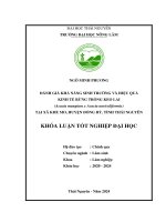 Đánh giá khả năng sinh trưởng và hiệu quả kinh tế cây keo lai (acacia mangium x acacia auriculiformis) tại xã khe mo, huyện Đồng hỷ, tỉnh thái nguyên