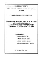 G1_00300 CHIẾN LƯỢC PHÁT TRIỂN BẢO HIỂM XE CƠ GIỚI CÔNG TY BẢO HIỂM AAA GIAI ĐOẠN TỪ NAY ĐẾN NĂM 2015 DEVELOPMENT STRATEGY FOR MOTOR VEHICILE INSURANCE AAA ASSURANCE CORPORATION THE PERIOD FROM NOW TO 2015