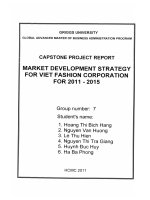 G1 00238 MARKET DEVELOPMENT STRATEGY FOR VIET FASHION CORPORATION FOR 2011-2015 CHIẾN LƯỢC PHÁT TRIỂN THỊ TRƯỜNG CỦA CÔNG TY CỔ PHẦN THỜI TRANG VIỆT GIAI ĐOẠN 2011-2015