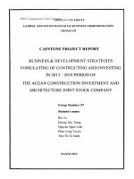 G1 00277 BUSINESS & DEVELOPMENT STRATEGIES FOMULATING OF CONTRUCTING AND INVESTING IN 2013-2010 PERIOD OF THE ACEAN CONSTRUCTION INVESTMENT AND ARCHITECTURE JOINT STOCK COMPANY CHIẾN LƯỢC KINH DOANH & PHÁT TRIỂN XÂY DỰNG VÀ ĐẦU TƯ GIAI ĐOẠN 2013-2010 CỦA 