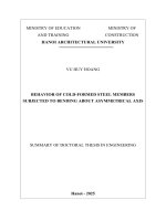 Tóm tắt tiếng anh nghiên cứu Ứng xử của cấu kiện thép tạo hình nguội chịu uốn quanh trục không Đối xứng