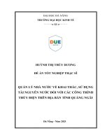 Quản lý nhà nước về khai thác, sử dụng tài nguyên nước Đối với các công trình thủy Điện trên Địa bàn tỉnh quảng ngãi