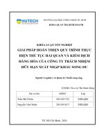 Giải pháp hoàn thiện quy trình thực hiện thủ tục hải quan và kiểm dịch hàng hóa của công ty trách nhiệm hữu hạn xuất nhập khẩu song du