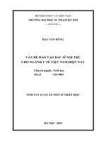 VẤN ĐỀ ĐÀO TẠO BÁC SĨ NỘI TRÚ CHO NGÀNH Y TẾ VIỆT NAM HIỆN NAY