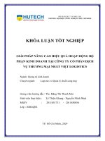 Giải pháp nâng cao hiệu quả hoạt Động bộ phận kinh doanh tại công ty cổ phần dịch vụ thương mại nhất việt logistics