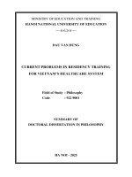 tóm tắt tiếng anh VẤN ĐỀ ĐÀO TẠO BÁC SĨ NỘI TRÚ CHO NGÀNH Y TẾ VIỆT NAM HIỆN NAY