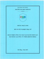 Hoàn thiện công tác Đào tạo nguồn nhân lực bán hàng tại công ty tnhh greene media