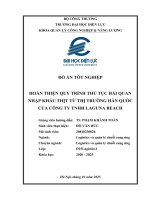 Hoàn thiện quy trình thủ tục hải quan nhập khẩu thịt từ thị trường hàn quốc của công ty tnhh laguna beach