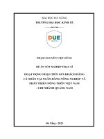 Hoạt Động nhận tiền gửi khách hàng cá nhân tại ngân hàng nông nghiệp và phát triển nông thôn việt nam chi nhánh quảng nam