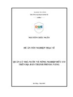 Quản lý nhà nước về nông nghiệp hữu cơ trên Địa bàn thành phố Đà nẵng