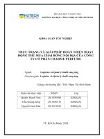 Thực trạng và giải pháp hoàn thiện hoạt Động thu mua chai rỗng nội Địa của công ty cổ phần charme perfume