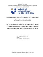 IUH - ĐỀ CƯƠNG NGHIÊN CỨU - PHÂN TÍCH ẢNH HƯỞNG CỦA HOẠT ĐỘNG LÀM THÊM ĐẾN HOẠT ĐỘNG HỌC TẬP CỦA SINH VIÊN TRƯỜNG ĐẠI HỌC CÔNG NGHIỆP TP.HCM