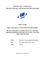 Đề tài tìm hiểu và phân tích về 2 trường hợp m&a diễn ra gần Đây và có sức lan tỏa trên thị trường