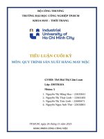 IUH - TIỂU LUẬN CUỐI KỲ - QUY TRÌNH SẢN XUẤT HÀNG MAY MẶC