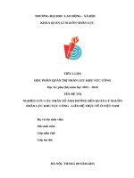 Nghiên cứu các nhân tố Ảnh hưởng Đến quản lý nguồn nhân lực khu vực công   liên hệ thực tế Ở việt nam