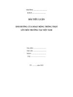 Tiểu luận Ảnh hưởng của hoạt Động trồng trọt lên môi trường tại việt nam