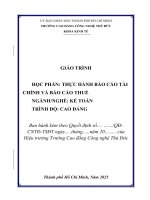 Giáo trình thực hành báo cáo tài chính và báo cáo thuế  nghề kế toán trình Độ cao Đẳng
