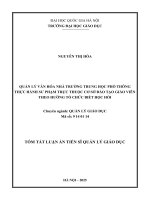 Tóm tắt luận Án quản lý văn hóa nhà trƣờng trung học phổ thông thực hành sƣ phạm trực thuộc cơ sở Đào tạo giáo viên theo hƣớng tổ chức biết học hỏi