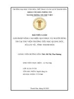 Giải pháp nâng cao hiệu quả phục vụ người dùng tin tại thư viện trường tiểu học quảng Đức, xã lưu vệ , tỉnh  thanh hóa