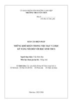 Skkn báo cáo biện pháp những khó khăn trong việc dạy và học kỹ năng nói Đối với học sinh thcs