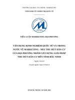 Vận dụng kinh nghiệm quốc tế và trong nước về marketing   mix thu hút dân cư của Địa phương nhằm xây dựng giải pháp thu hút dân cư Đến tỉnh bắc ninh