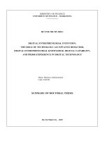 Tóm tắt tiếng anh Ý Định khởi nghiệp công nghệ số vai trò của hành vi chấp nhận công nghệ, sự hiểu biết về khởi nghiệp, năng lực và trải nghiệm công nghệ số