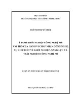 Ý Định khởi nghiệp công nghệ số vai trò của hành vi chấp nhận công nghệ, sự hiểu biết về khởi nghiệp, năng lực và trải nghiệm công nghệ số