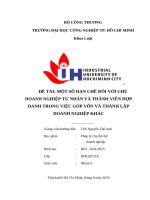 Đề tài một số hạn chế Đối với chủ doanh nghiệp tư nhân và thành viên hợp danh trong việc góp vốn và thành lập doanh nghiệp khác