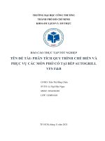 Đề tài phân tích quy trình chế biến và phục vụ các món phở có tại bếp autogrill vfs f&b