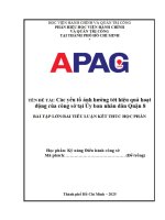 Các yếu tố Ảnh hưởng tới hiệu quả hoạt Động của công sở tại Ủy ban nhân dân quận 8