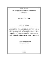 Ảnh hưởng của lãnh Đạo chuyển Đổi số lên hành vi Đổi mới số của nhân viên nghiên cứu thực nghiệm trong lĩnh vực vận tải và logistics tại việt nam