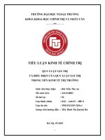 Tiểu luận kinh tế chính trị quy luật giá trị và biểu hiện của quy luật giá trị trong nền kinh tế thị trường