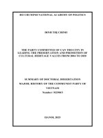 Tóm Tắt Luận Án (Tiếng Anh) Đảng Bộ Thành Phố Cần Thơ Lãnh Đạo Bảo Tồn Và Phát Huy Các Giá Trị Di Sản Văn Hóa Từ Năm 2004 Đến Năm 2020.Pdf