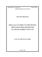 Pháp luật về thông tin môi trường trong hoạt Động kinh doanh của doanh nghiệp Ở việt nam