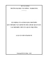 Tác Động của gánh nặng thuế Đến quy mô khu vực kinh tế chưa Được quan sát vai trò Điều tiết của quản trị công